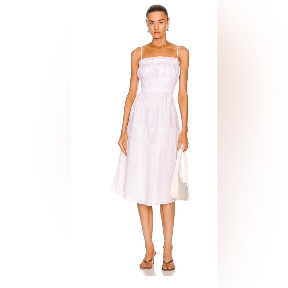 FRAME smocked midi dress